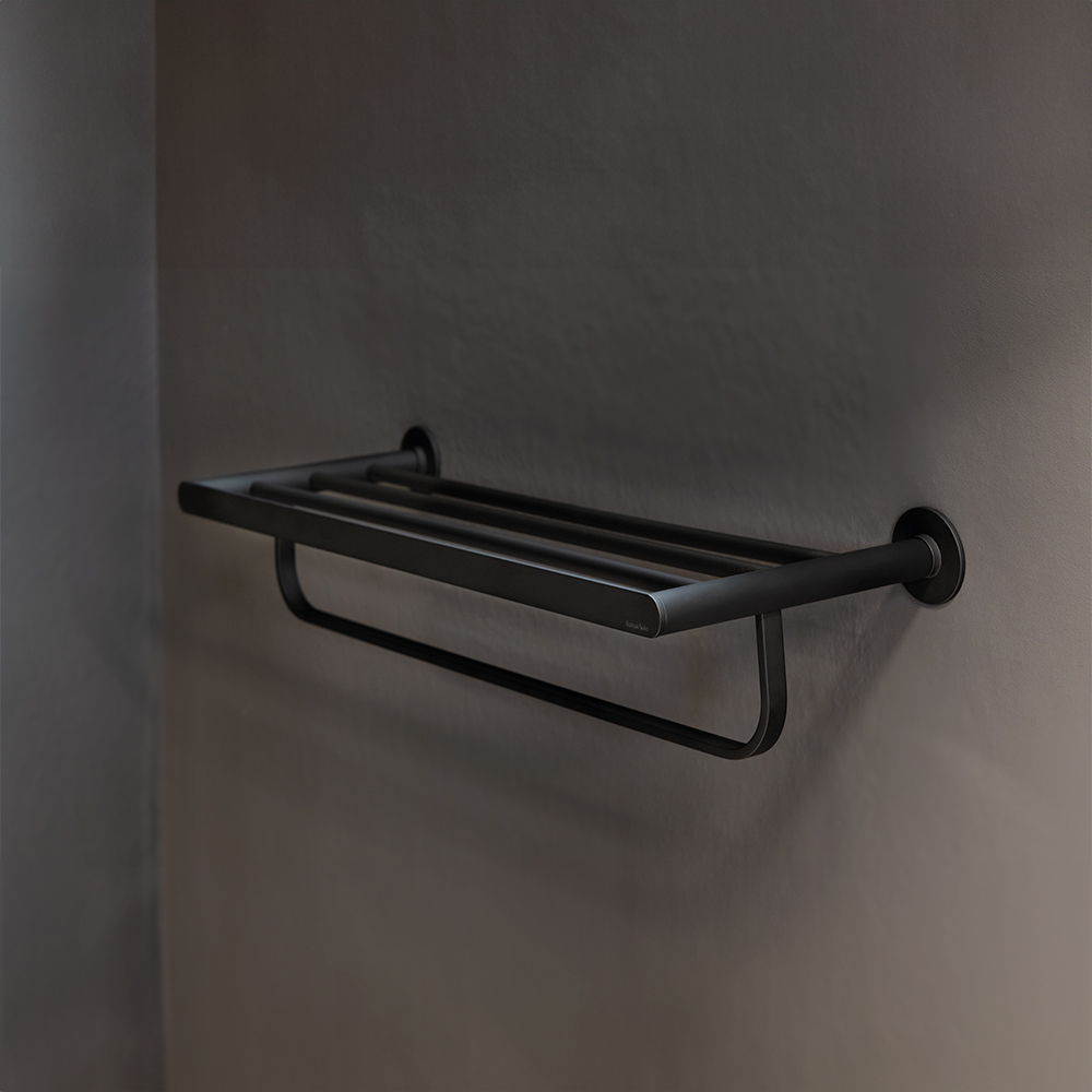 Ergos, полка для полотенец XL для ванной комнаты, черная.TOAL03NM