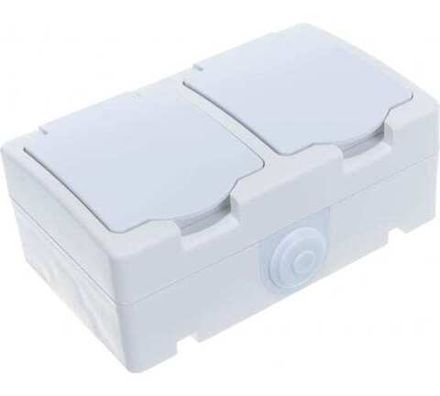 Блок "UNIVersal" серия "Аллегро", о/у, розетка одноместная + розетка одноместная с крышкой, IP-54, с