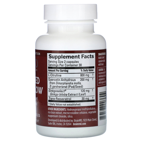 BrainMD, Advanced Blood Flow, улучшенный кровоток, 60 веганских капсул