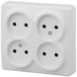 Розетка ЭРА Эксперт 11-2210-01 четверная 4х2P 16A-250В IP20 ОУ горизонтальная белый | Эра Эксперт