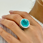 Кольцо с Турмалином Параиба и Бриллиантами, Эмаль, R0143-09/3