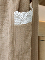 Женский домашний халат из мягкого трикотажного полотна (Размер: XL) (Цвет: бежевый)