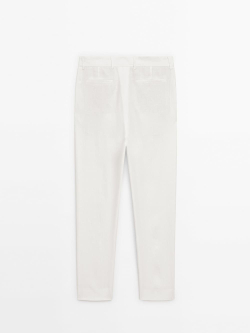 Massimo Dutti Льняные брюки с прямой посадкой - limited edition, натуральный