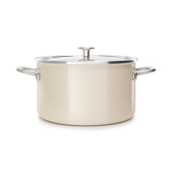 KitchenAid Кастрюля эмалированная 24 см 6 л с крышкой Миндальный крем
