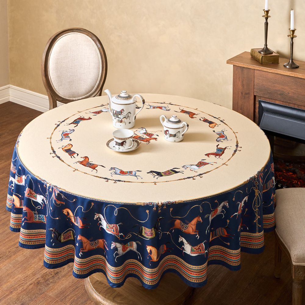 СКАТЕРТЬ КРУГЛАЯ "PASSAGE" 190СМ ,БЕЖЕВЫЙ, 100% ХЛОПОК,ТВИЛ,ПРОПИТКА