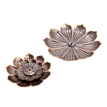 Подставка под благовония цветущий Лотос большой цвет медный, металл силумин 8 см