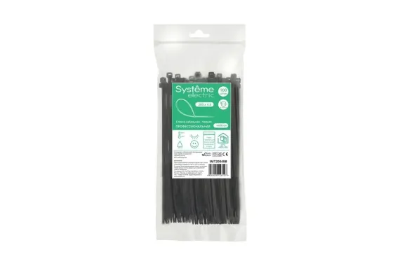 Бандаж кабельный Systeme Electric 200*4,8 черный (упаковка 100шт) 36258