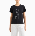 Женская футболка We Love Dogs #27 из стрейч-трикотажа от Armani