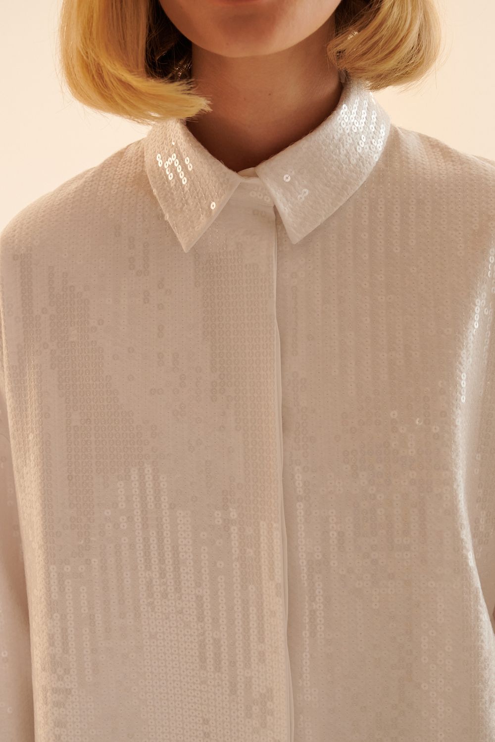 Рубашка с пайетками (Office Queen), белая