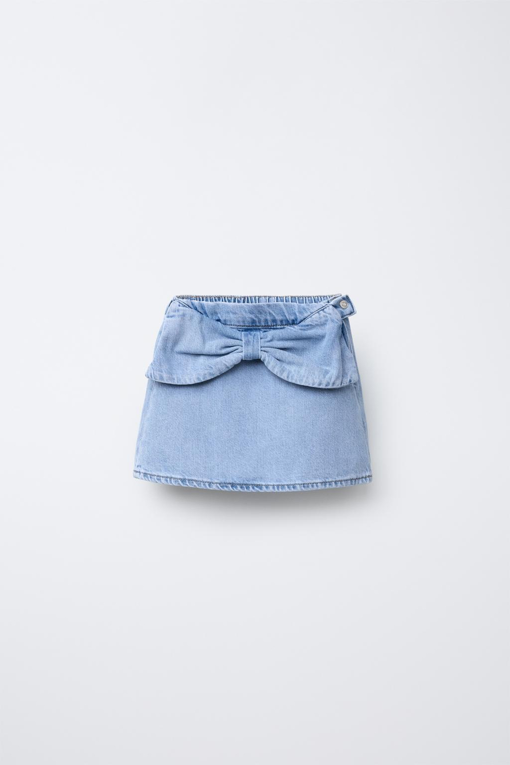 ZARA ДЖИНСОВАЯ ЮБКА С БАНТОМ, ВЫЦВЕТШИЙ СИНИЙ