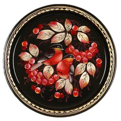 Жостовский поднос декоративный, размер 22 см (A5), металлический