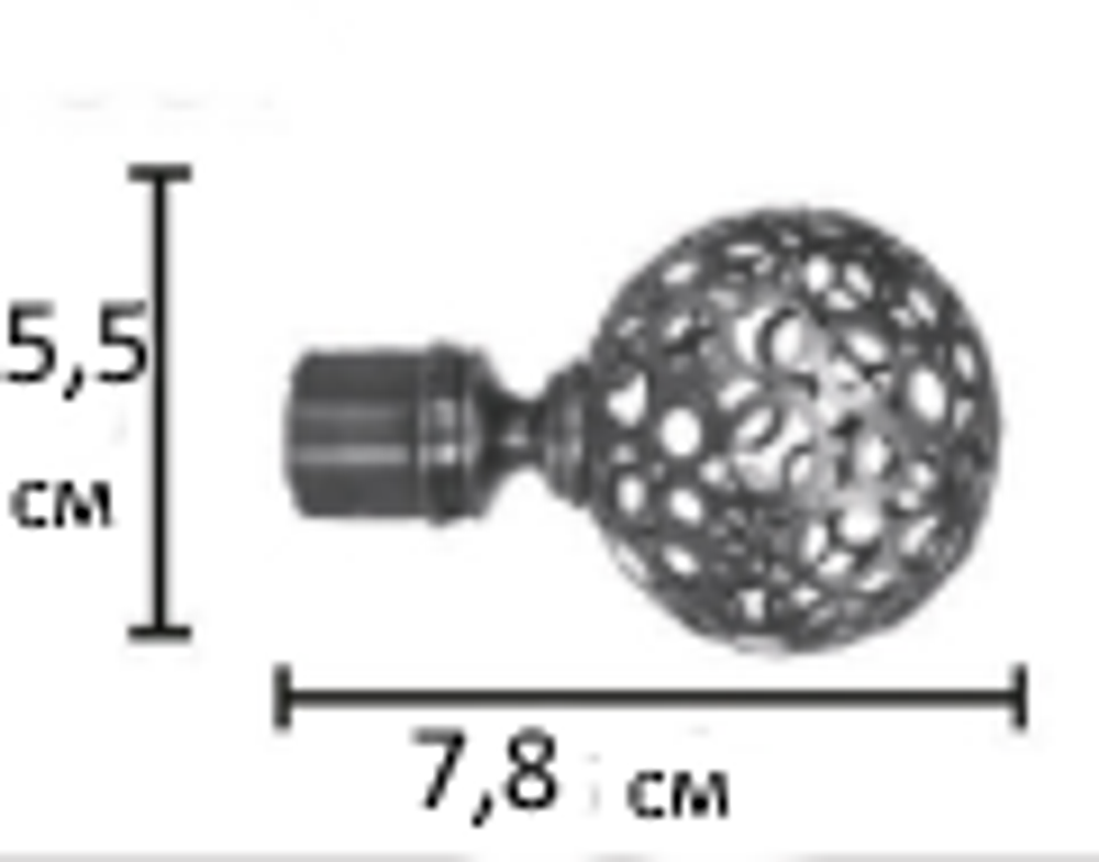 Наконечники "Шар ажурный Ост" кованых карнизов для штор d 16 мм, цвет бронза