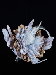 Декоративный цветок Дворцовый Пион, 24х15 см., серый с коричневым, на клипсе, Christmas DeLuxe (88925)