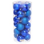 Новогодние шары 6 см (набор 24 шт) «Микс фактур», синий