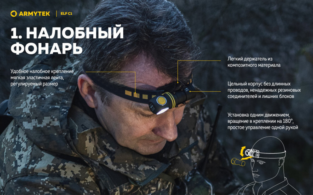 Фонарь Armytek Elf C1 USB-C Белый