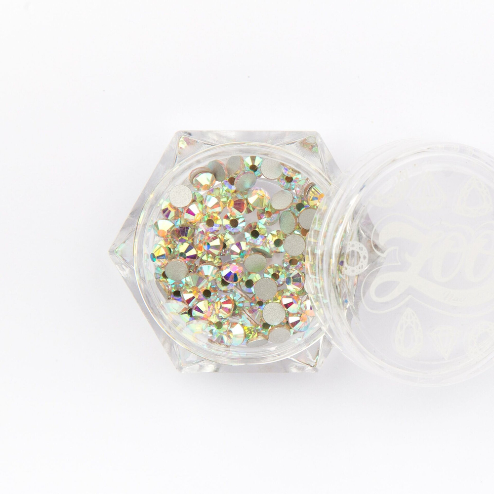 Zoo Nail Стразы стеклянные прозрачные ABC голография SS10 (2,8мм), 100шт