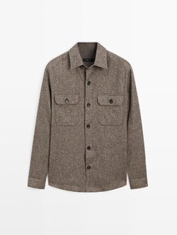 Massimo Dutti Тонкая кашемировая куртка с карманами, коричневый