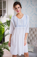 Ночная сорочка Helene из хлопка (Размер: M) (Цвет: белый с голубым)