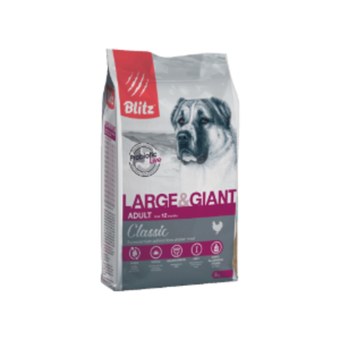 Сухой полнорационный корм Blitz Classic Large & Giant Breeds Adult Dog для собак крупных пород с курицей 15 кг