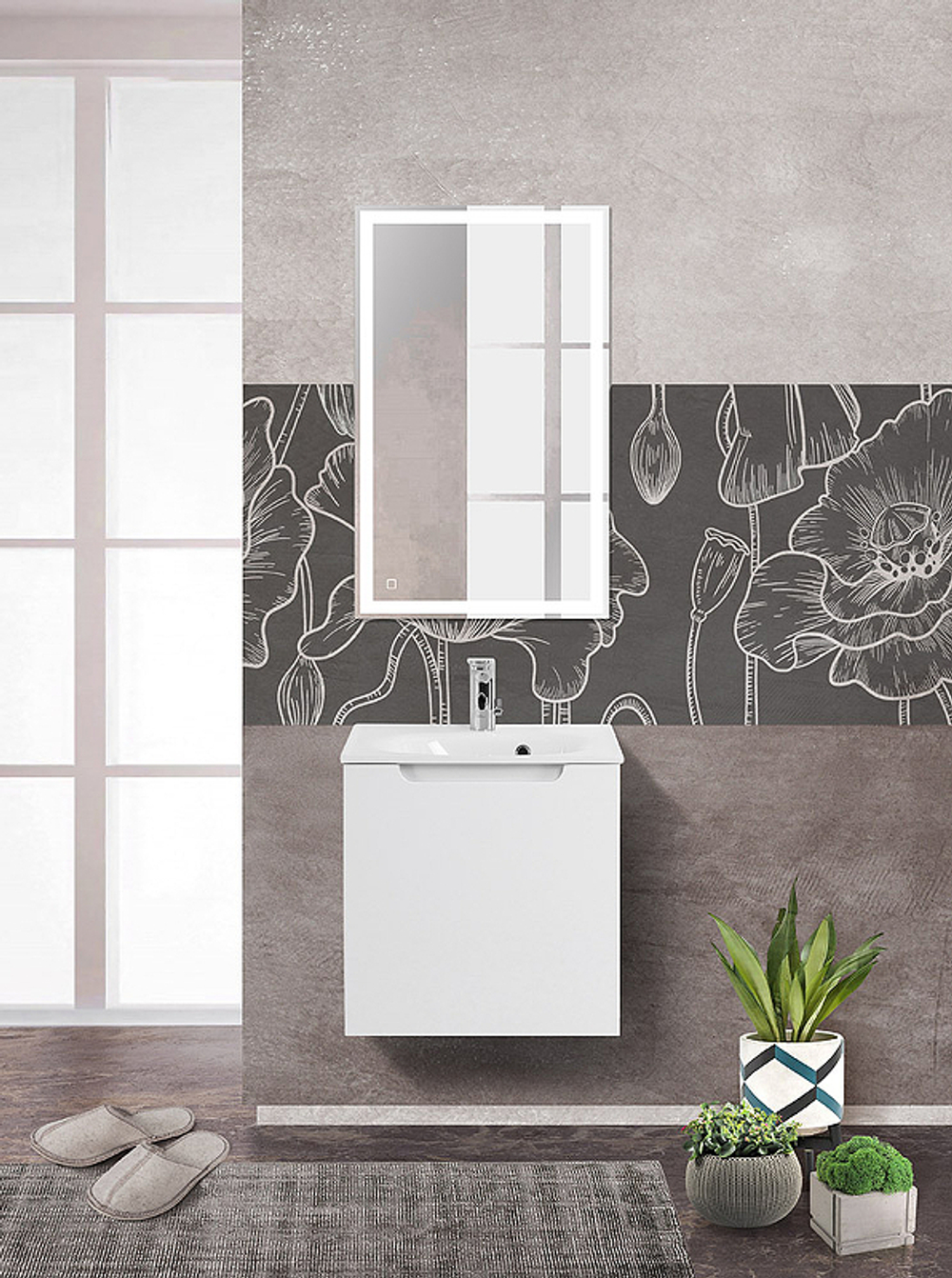 Тумба под раковину BelBagno Etna 50 L ETNA-500-1A-SO-BL-P-L подвесная Bianco Lucido