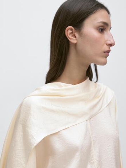 Massimo Dutti Блузка с драпировкой, натуральный/кремовый