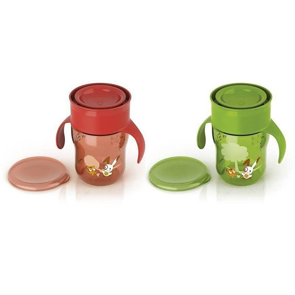 Взрослая чашка Philips Avent, от 9 мес., 260 мл, красный и зеленый