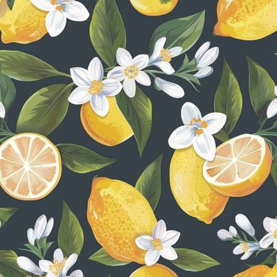 Яркие лимоны с цветами