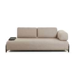 Трехместный диван Compo с маленьким подносом, бежевый