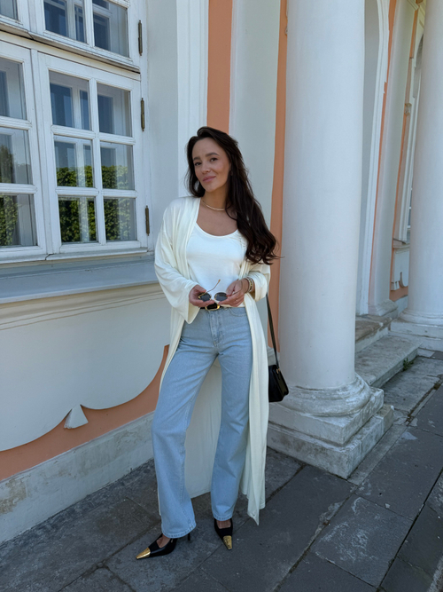 Майка из трикотажа молочная