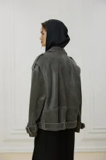 Косуха Oversize Vintage с ремешками, Серый