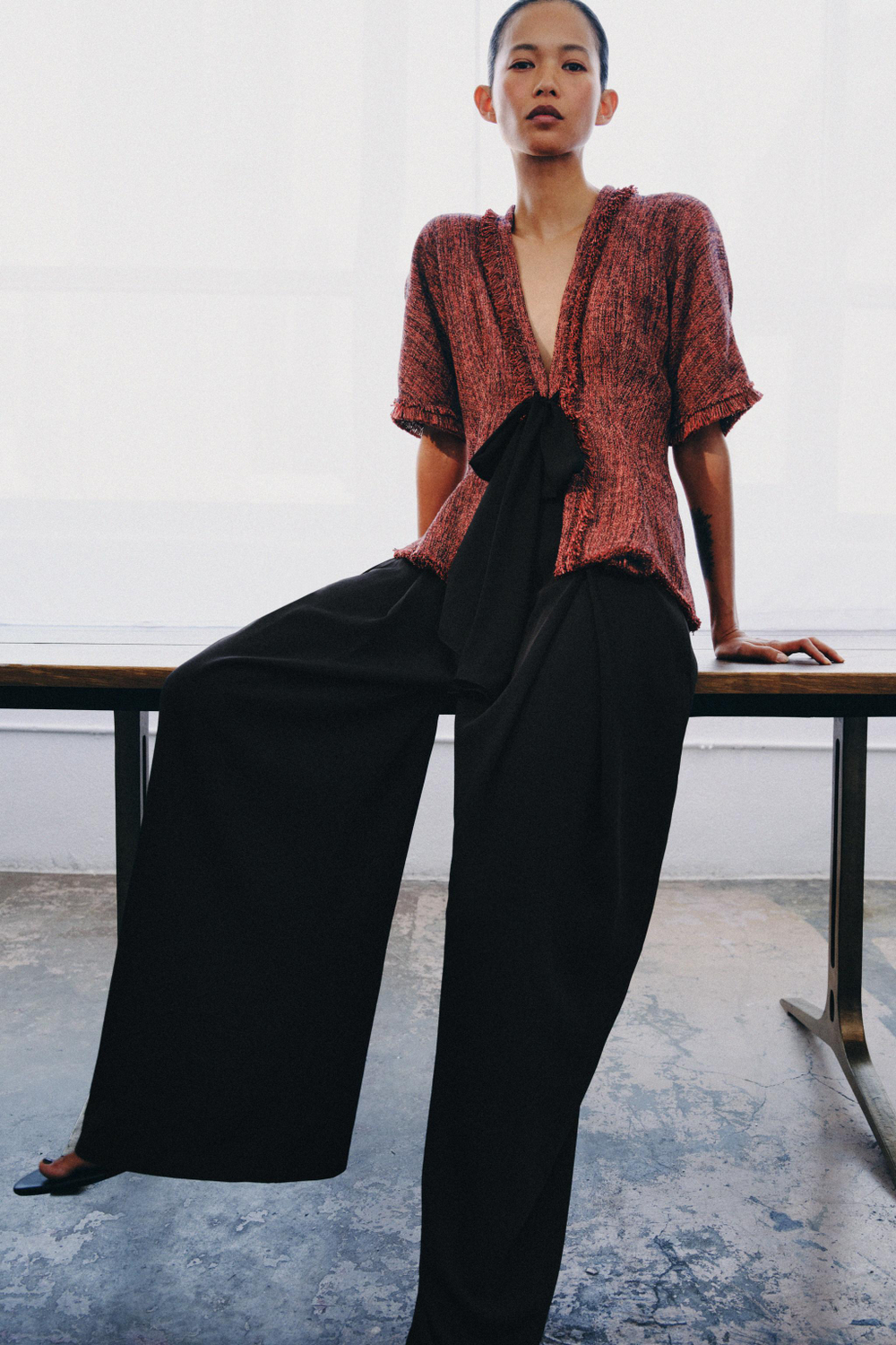 ZARA ТОП С БАСКОЙ И БАХРОМОЙ — ZW COLLECTION, ОРАНЖЕВЫЙ