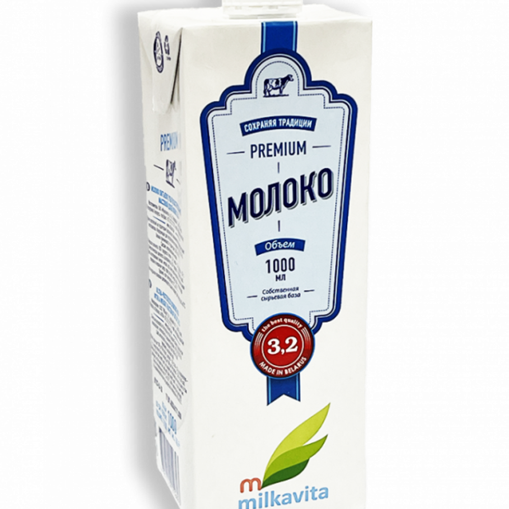 Молоко ультрапастеризованное Милкавита 3,2% 1л тетра-пак