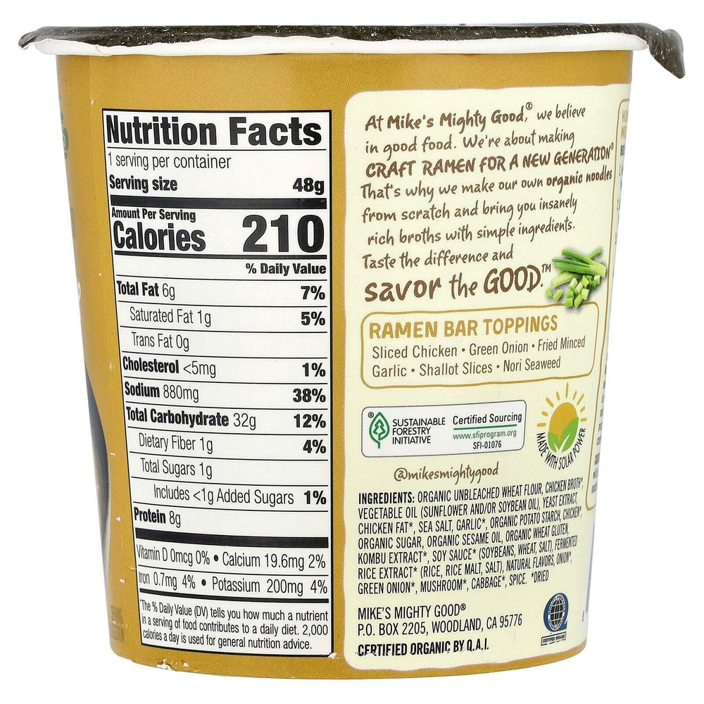 Mike's Mighty Good, Craft Ramen Cup, Куриный суп с раменом, 1,6 унции (48 г)