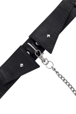 Черный кожаный ошейник-воротник с поводком (Цвет: черный)