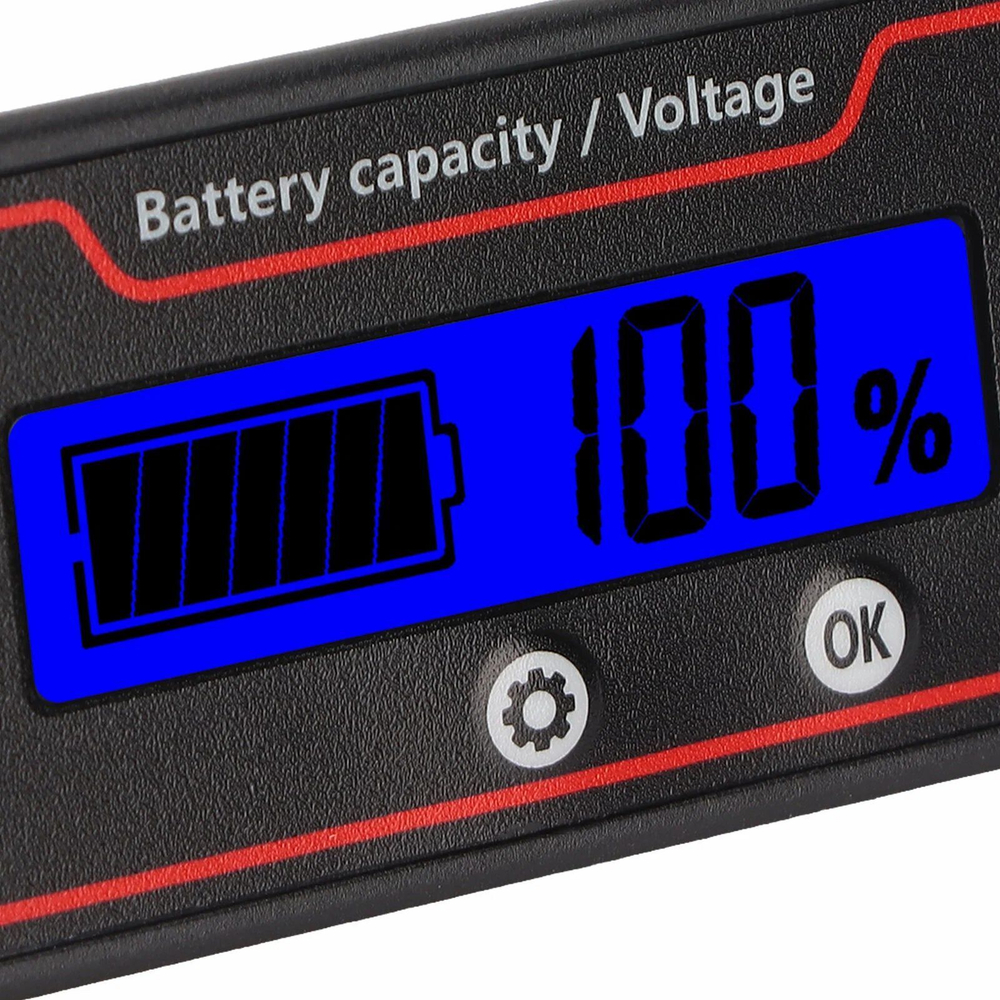 Дисплей индикатор заряда вольтметр 12-84v (встраиваемый 57мм x 30мм) для аккумулятора