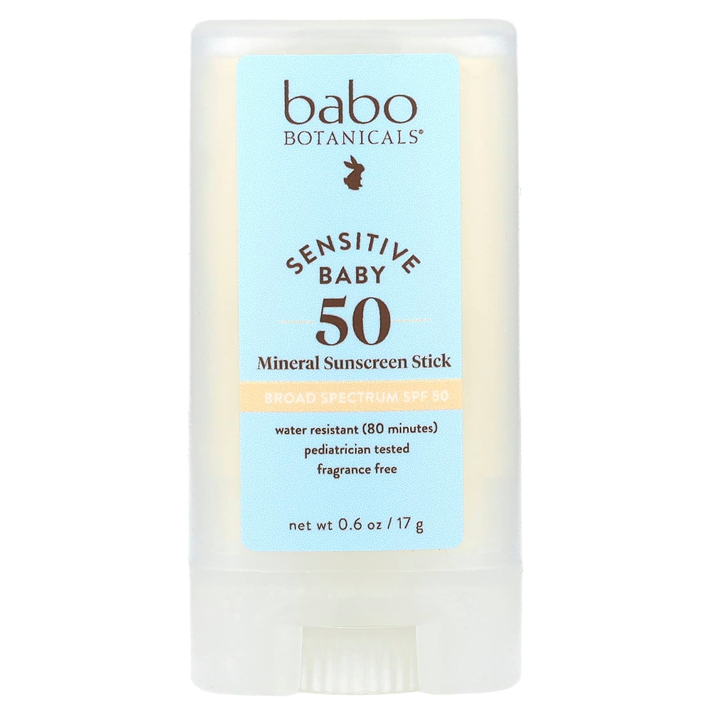 Babo Botanicals, Sensitive Baby, минеральное солнцезащитное средство-стик, SPF 50, без отдушек, 17 г (0,6 унции)
