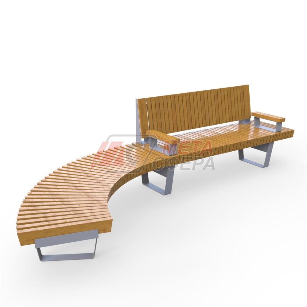 Скамейка Rail Road 02 с подлокотниками и поворотом