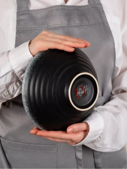 Набор посуды 6 тарелок глубокие черные салатник 20 см