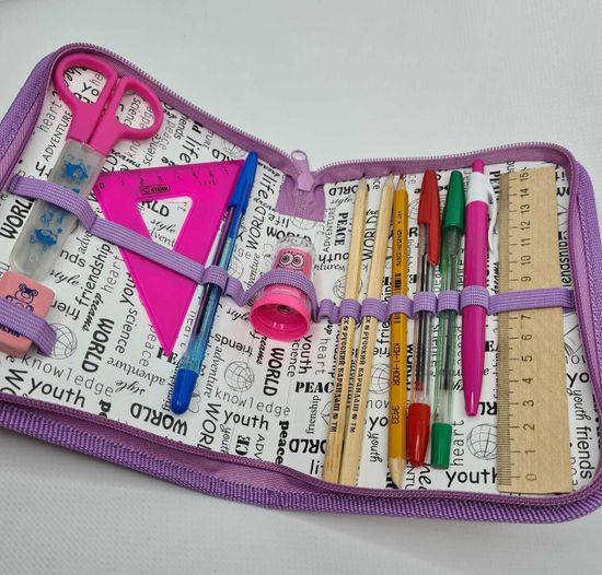 Пенал школьный с наполнением, Мотоциклист