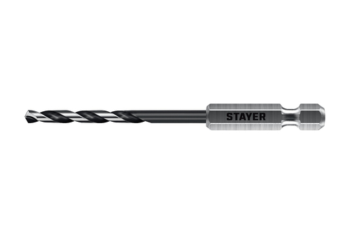 STAYER НЕХ-1/4″, d 3.5 х 93 мм, сверло по металлу для винтовёртов и шуруповертов IMPACT READY (29603-3.5)