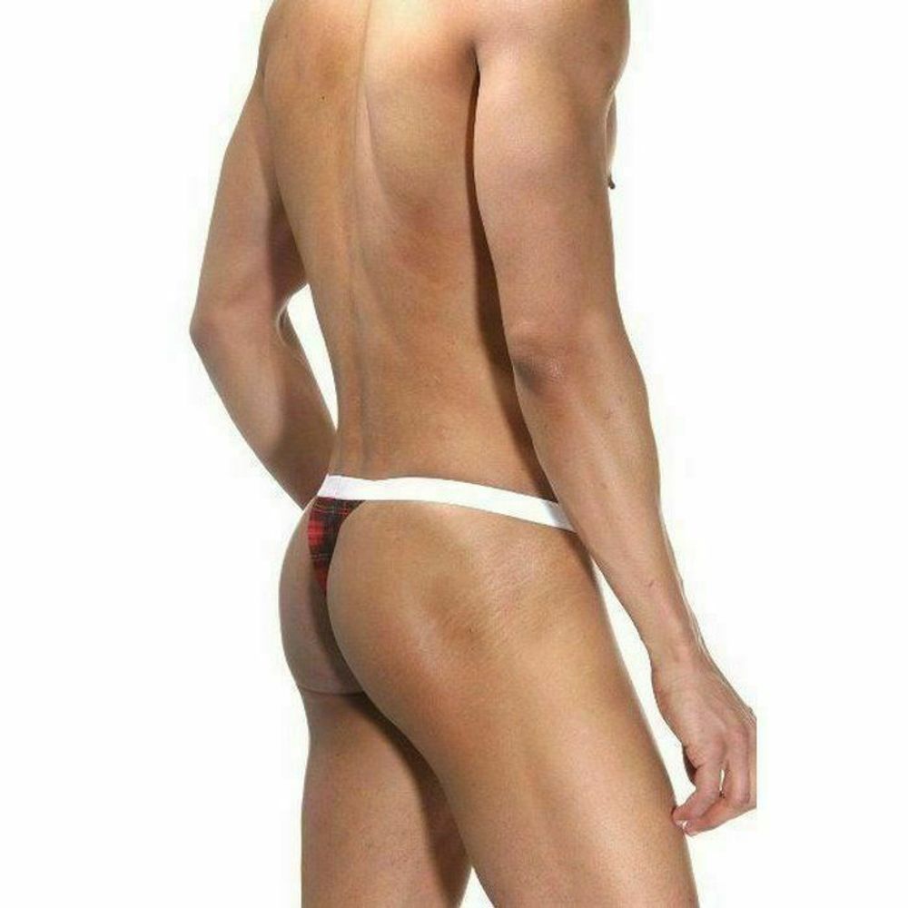Мужские трусы стринги красные в клетку La Blinque LB15152
