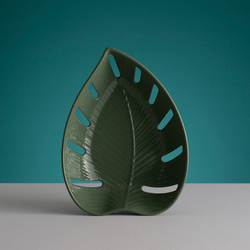 Блюдо для фруктов in the forest leaf, 19х6х26 см, зеленое