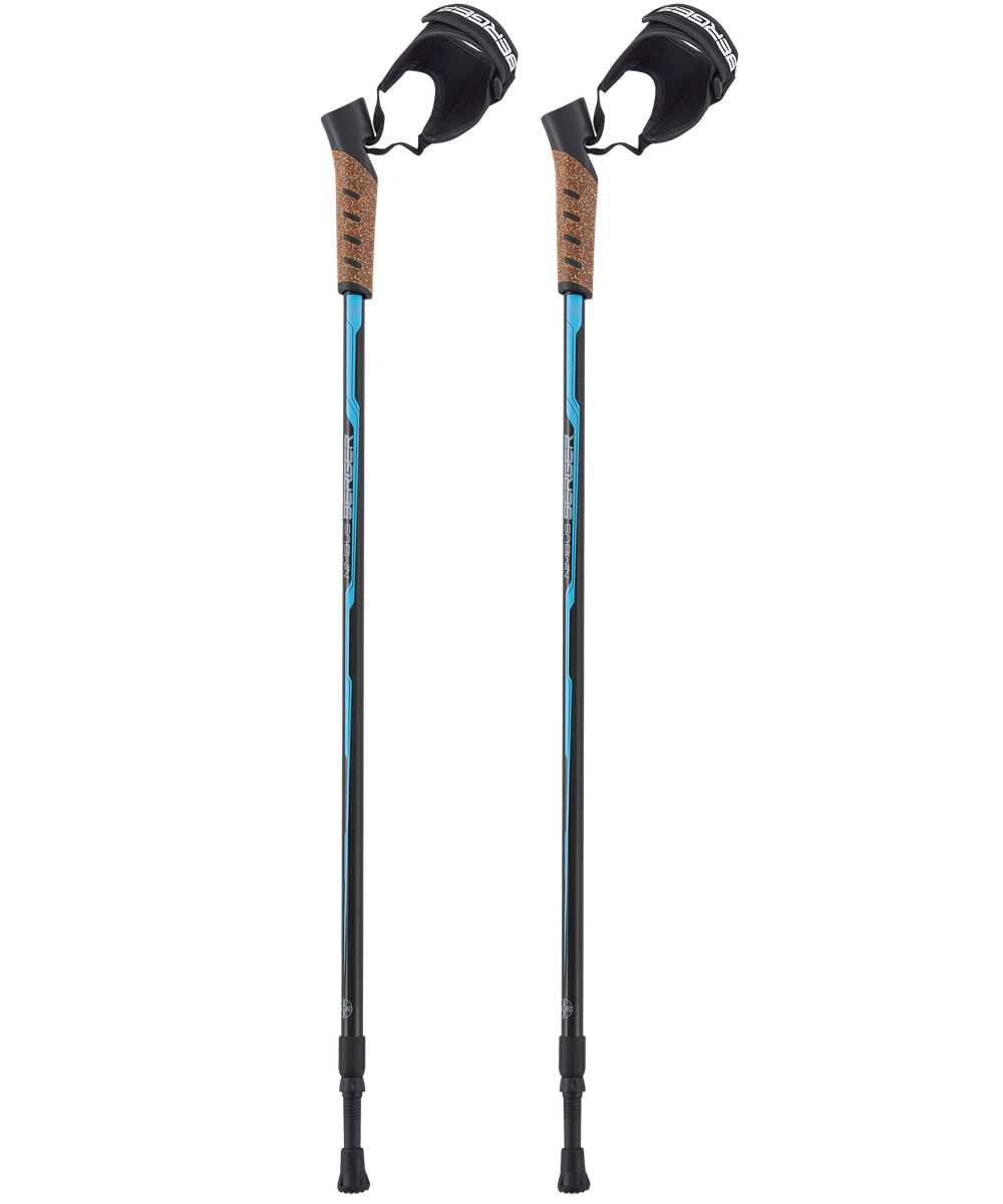 Скандинавские палки Nimbus, 77-135 см, 2-секционные, черный/голубой