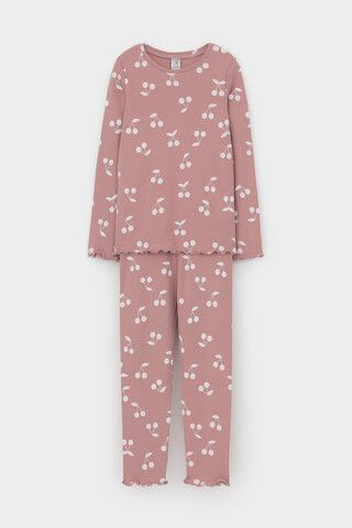 пижама  для девочки  К 1618-1/серая пудра,крупная вишня