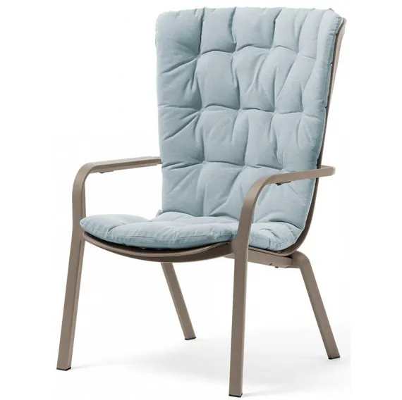 Уличное кресло Folio тортора с голубой подушкой