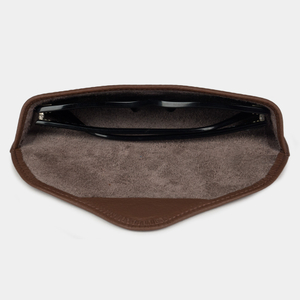 Футляр для очков Soleil из кожи теленка, цвета шоколад