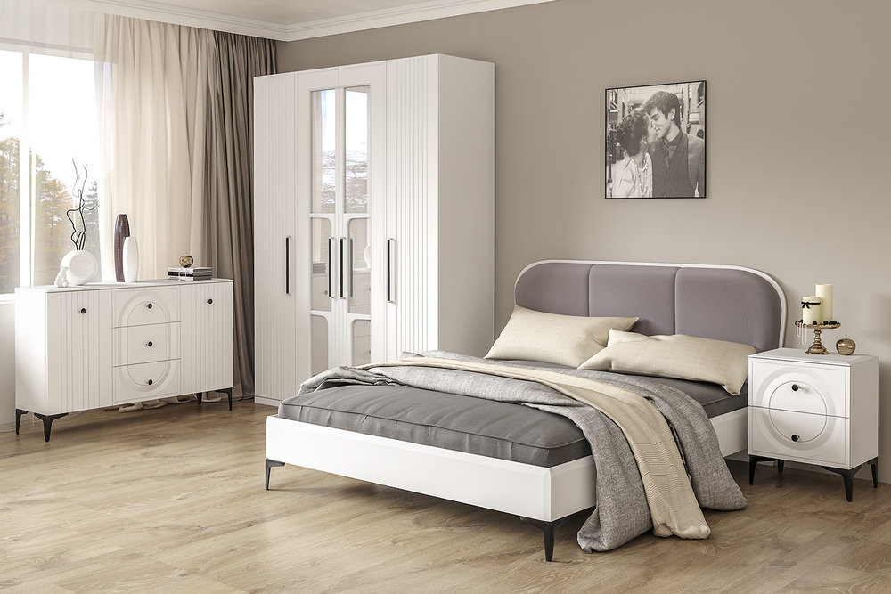 Шкаф-пенал Валенсия 13.207.01, Белый шагрень