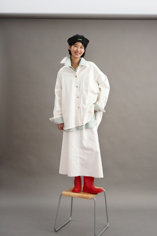 Рубашка оверсайз из джинсы Айвори