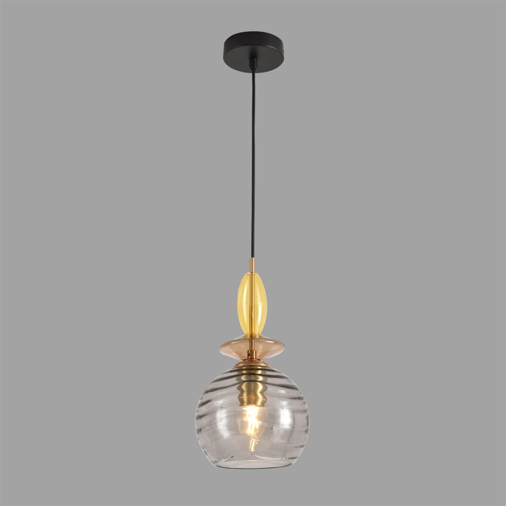 8299/1A MODERNI LN26 368 бронза/смоки/амбер/желтый, металл/стекло Подвес E27 1*40W 220V WALMA