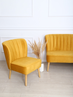 Диван "Donatello" антивандальный велюр горчичный/натурал